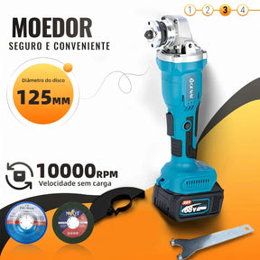 PROMOÇÃO - Kit 4 Em 1 Ferramentas Martelete Esmerilhadeira Lixadeira Parafusadeira Chave Impacto Com 2 Baterias 68v